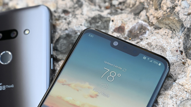 Look Ma, no earpiece! (And if you look close, you can see LG’s Z Camera depth sensors alongside the G8's standard selfie cam.)